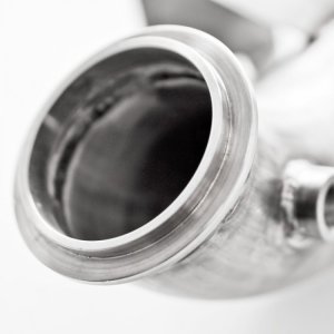 Ford Focus Performance Exhaust - Stainless Works - 3in High-Flow Cats Downpipe - `13-`18